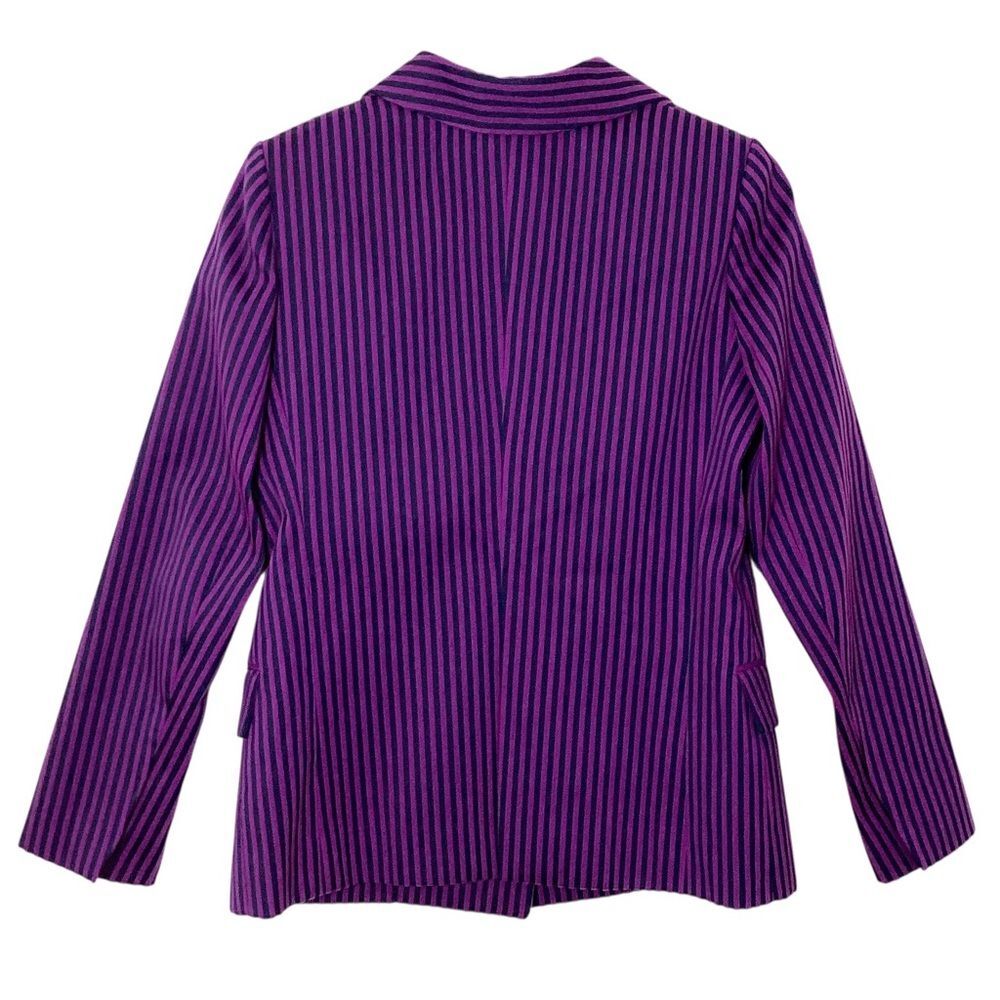 Maison Rabih Kayrouz Striped Blazer Jacket Purple Navy Tailored Minimalist 38 - Picture 7 of 12